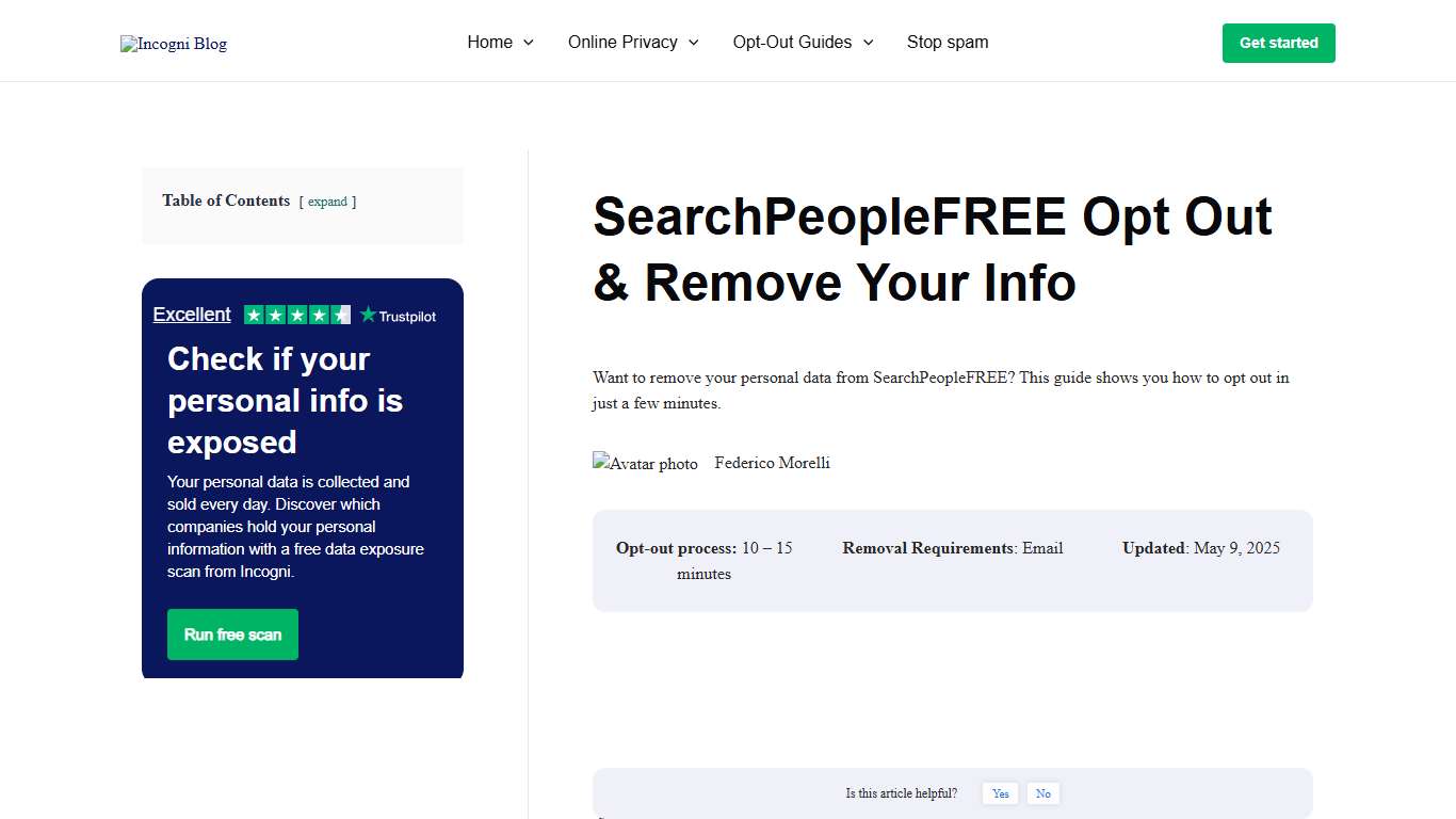 SearchPeopleFREE Opt Out & Remove Your Info [2026] Incogni